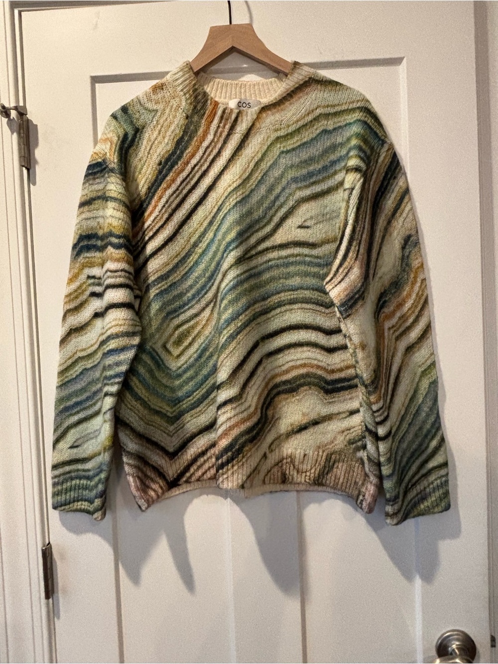 COS x Chris Perani Men’s Alpaca Blend Digitally Printed Natural Artsy Sweater L
